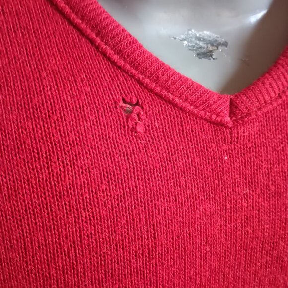 Vintage Men's Small V-Neck Sweater Wine Red Creslan & Rayon 1970's Buttery Man - Picture 3 of 6